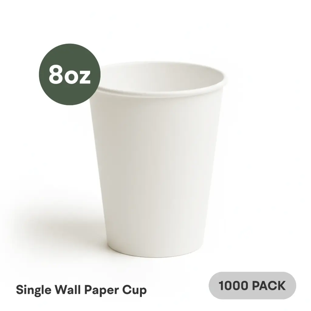 [SW-08-WH] 8 OZ Paper Cup Single Wall (240 ML) (White) [1000 per case] Plain Disposable