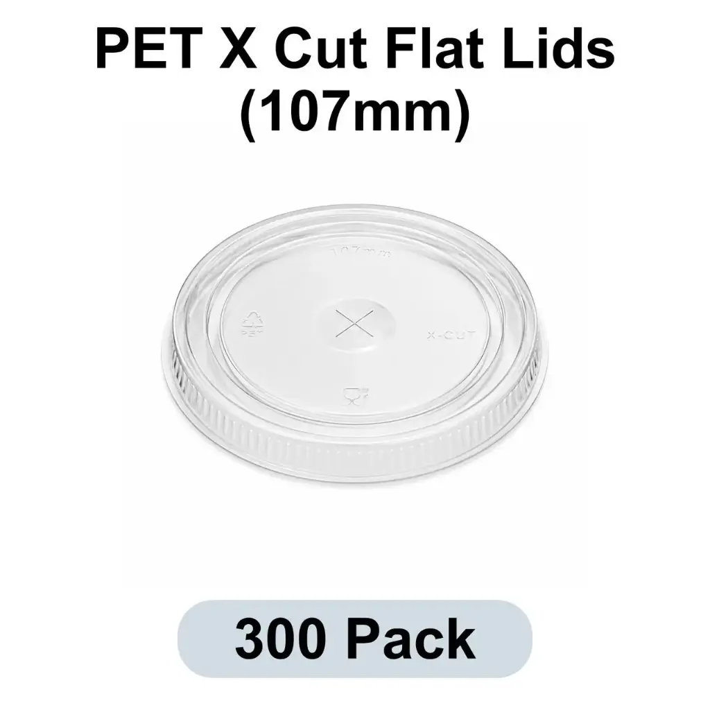 107mm X-cut Flat Lid Clear 300pk