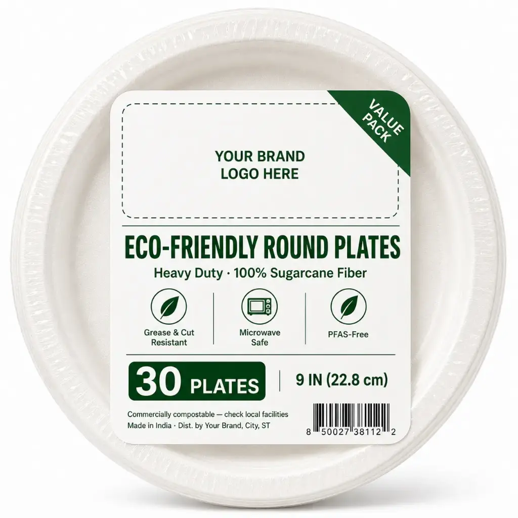 [DS-BG-930] Eco-friendly Round Plate 9", 30-ct per pack | 15 Packs/Case