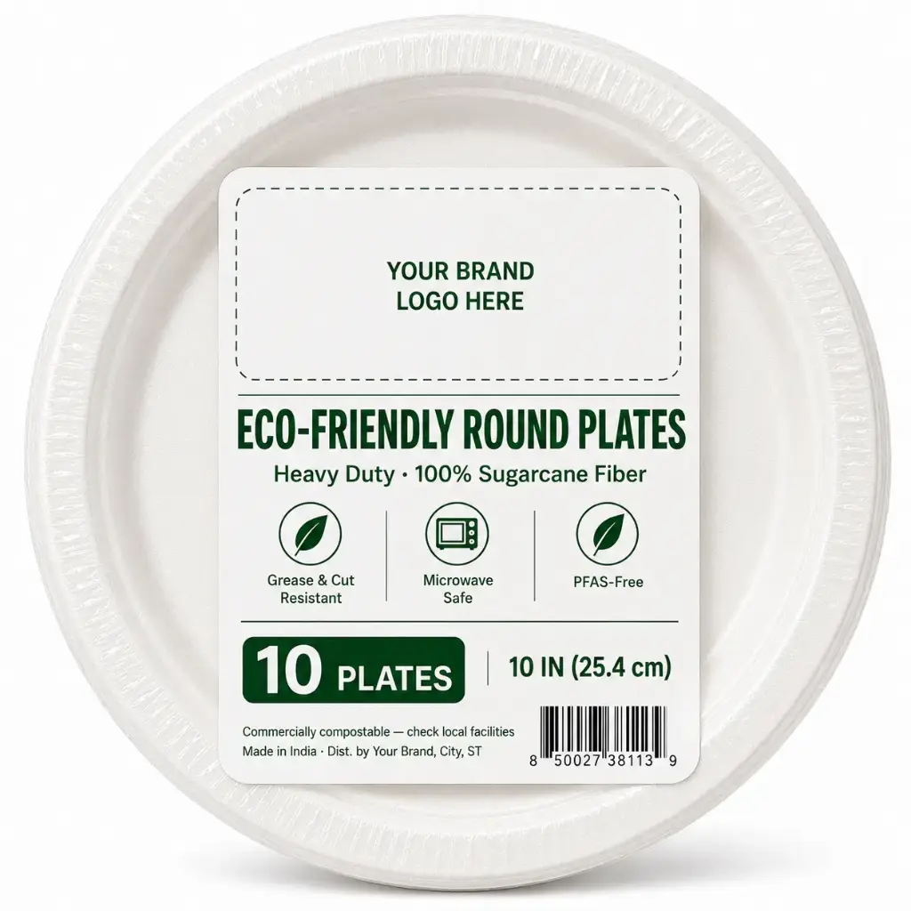 [DS-BG-1010] Eco-friendly Round Plate 10", 10-ct per pack | 36 Packs/Case