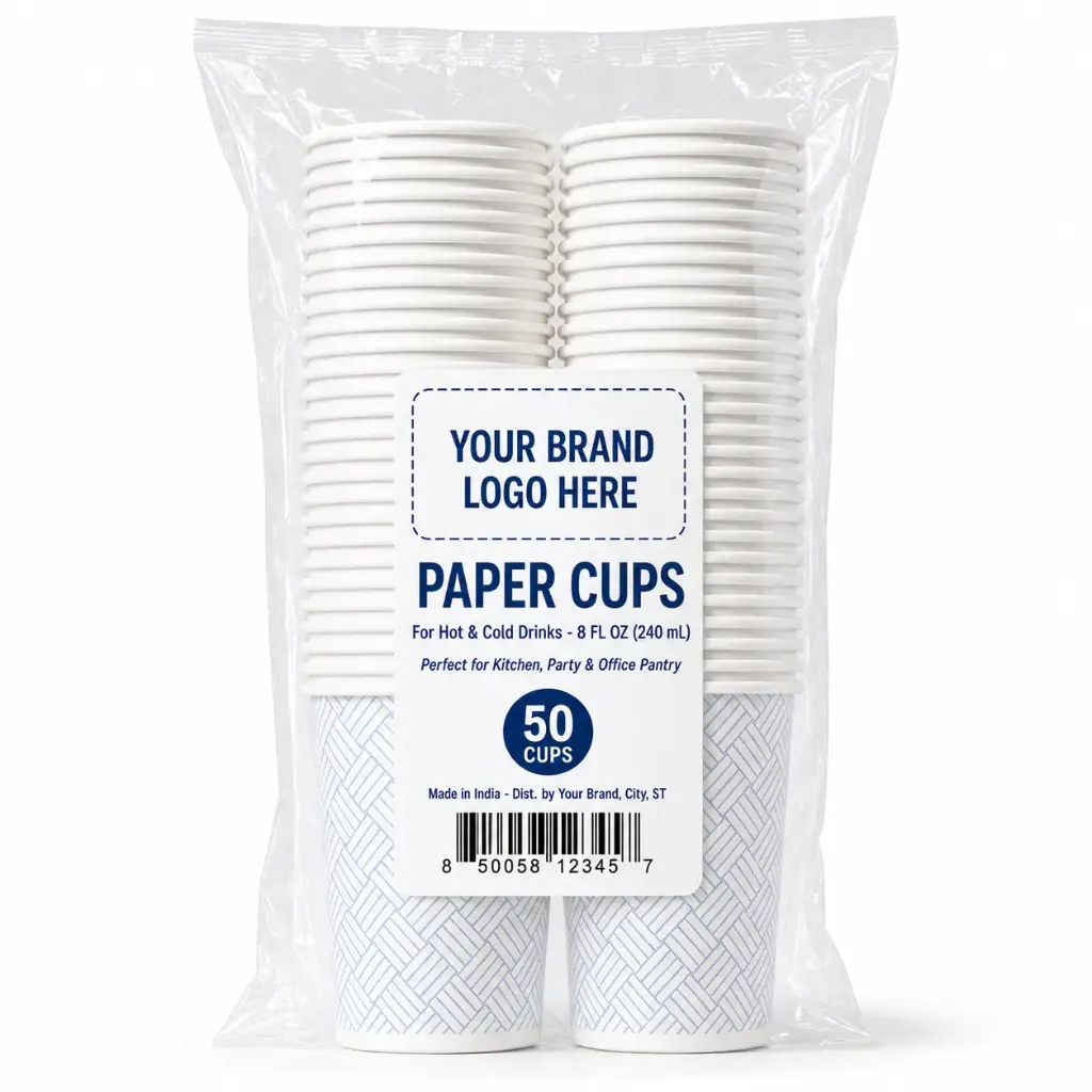 [DS-SP-850] 8 oz Printed Paper Cups, 50-Count - Single Wall Disposable