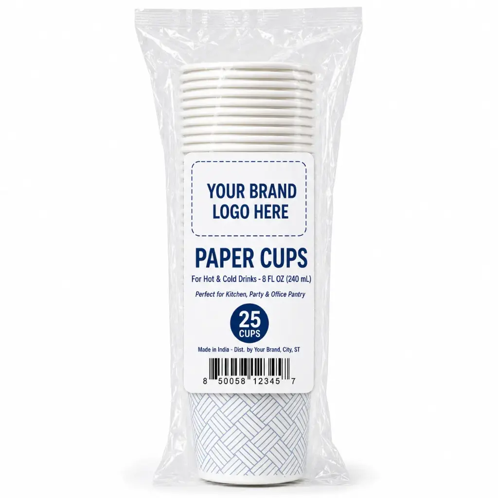 [DS-SP-825] 8 oz Printed Paper Cups, 25-Count - Single Wall Disposable