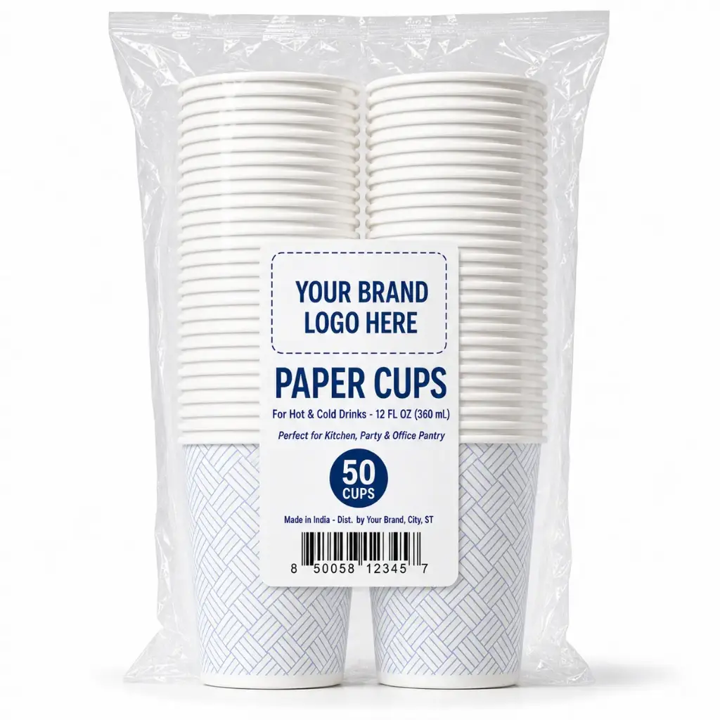 [DS-SP-1250] 12 oz Printed Paper Cups, 50-Count - Single Wall Disposable