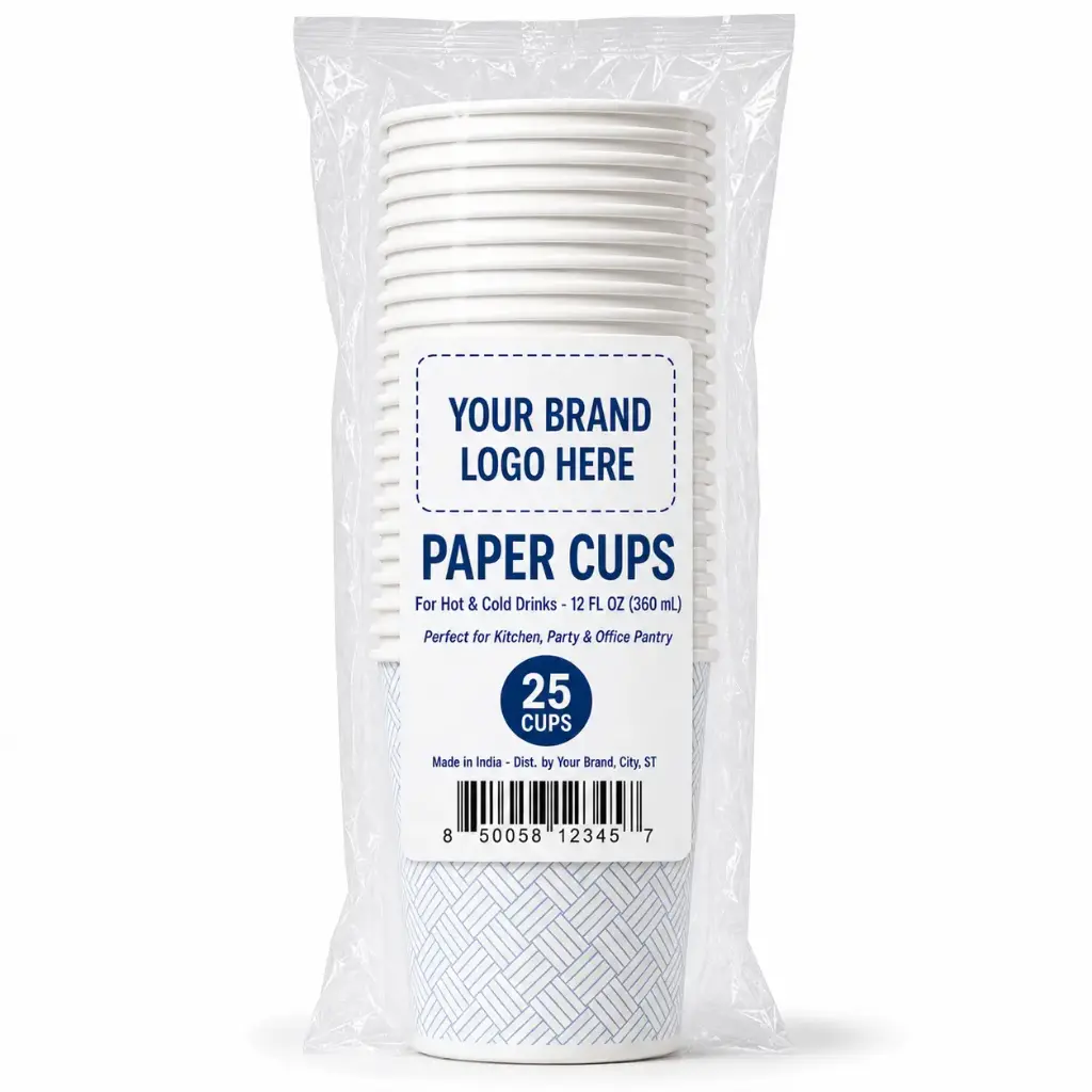 [DS-SP-1225] 12 oz Printed Paper Cups, 25-Count - Single Wall Disposable