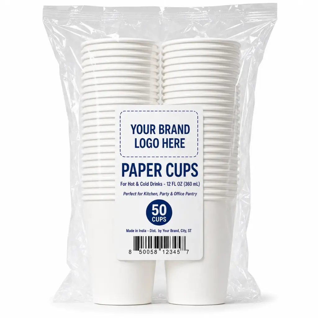 [DS-SW-1250] 12 oz Plain Paper Cups, 50-Count - Single Wall Disposable