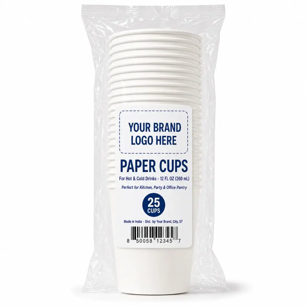 [DS-SW-1225] 12 oz Plain Paper Cups, 25-Count - Single Wall Disposable