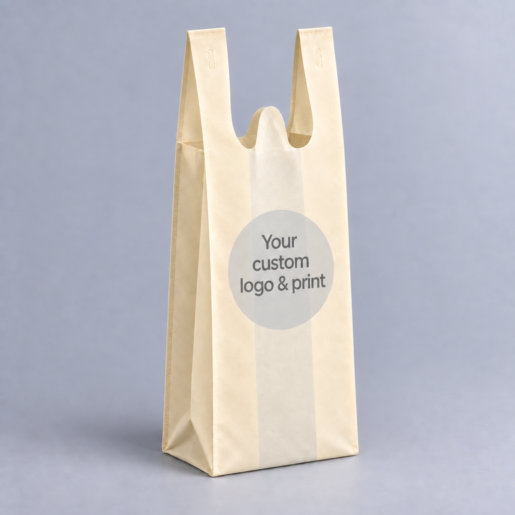 [PI-NWB-003] 1-Liquor-Bottle W-Cut / T-Shirt Non-Woven Bag [300 per case]
