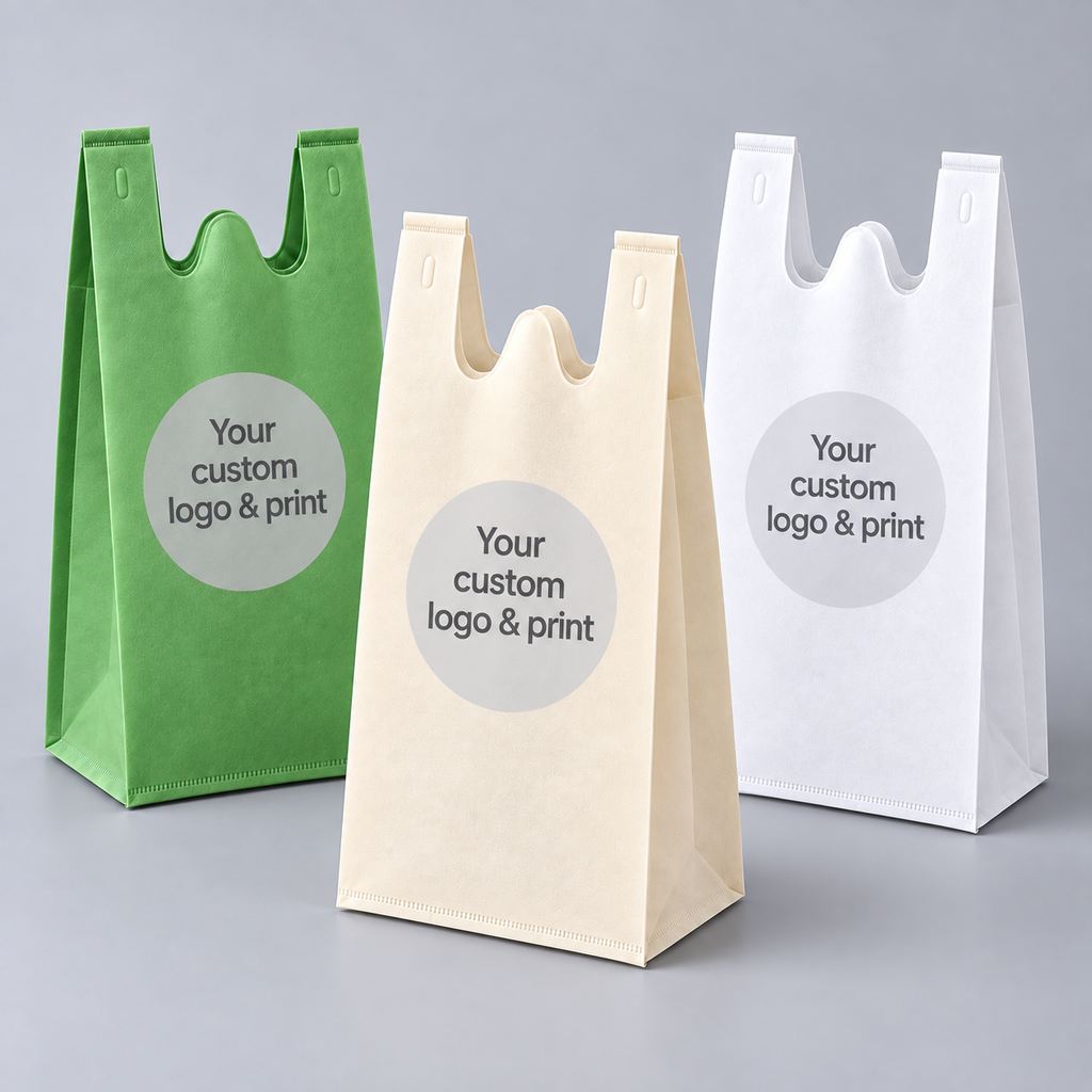 [PI-NWB-004] 2-Liquor-Bottle W-Cut / T-Shirt Non-Woven Bag [300 per case]
