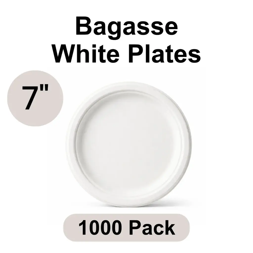 7" Plates White [1000 pack] Bagasse