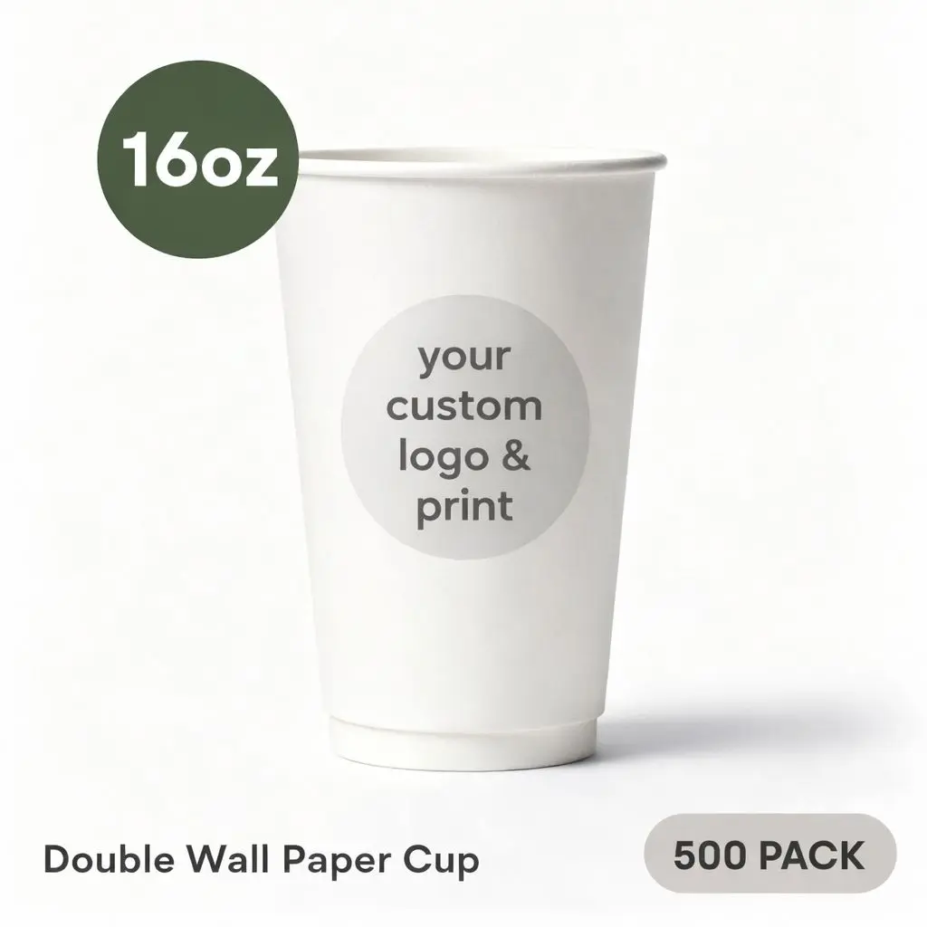 16 OZ Paper Cup Double Wall (480 ML) (Colour) [500 per case] Printed Disposable