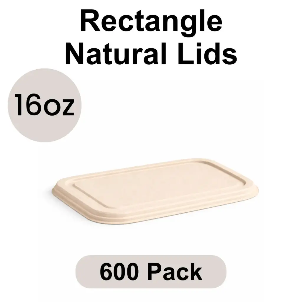 Lid for 16 Oz Rectangle Natural (500 ml) [600 pack] Bagasse