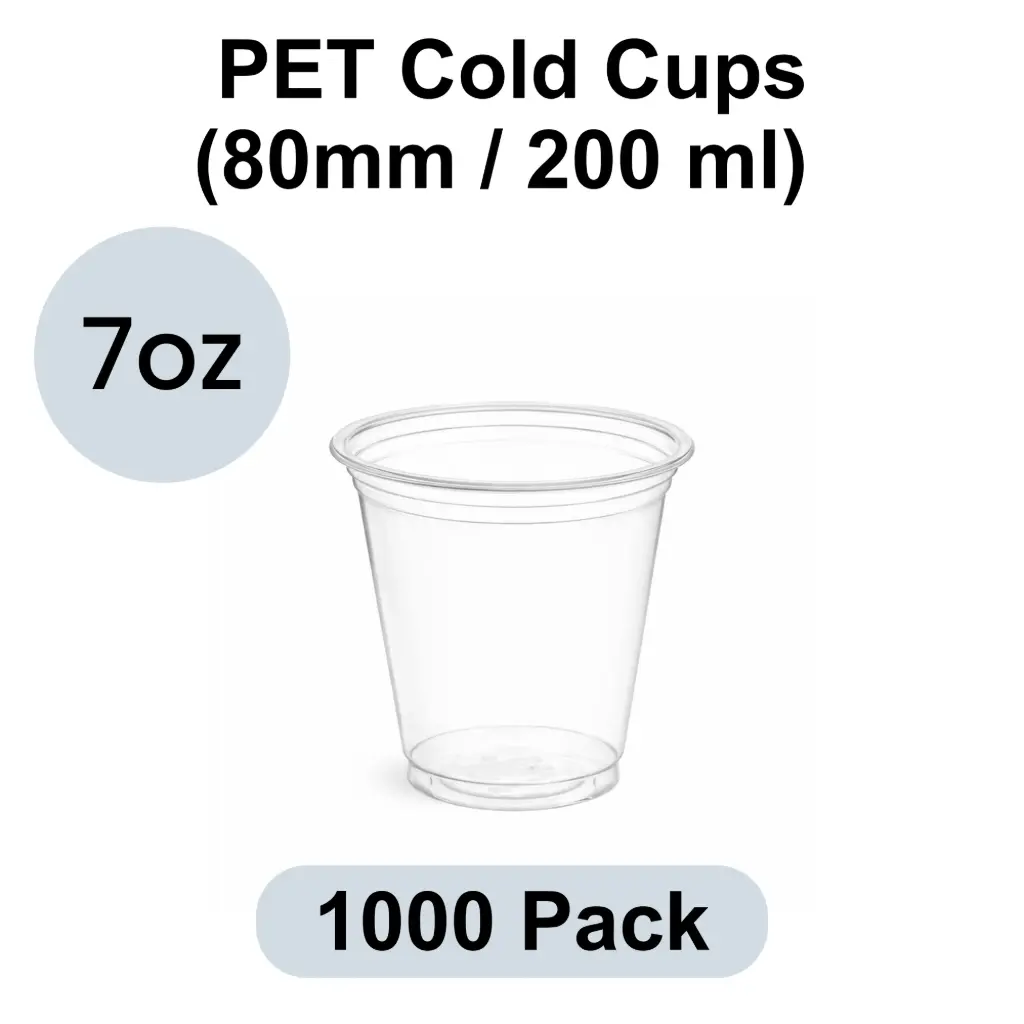 80mm PET Cold Cup 7oz (200ml) Clear 1000pk