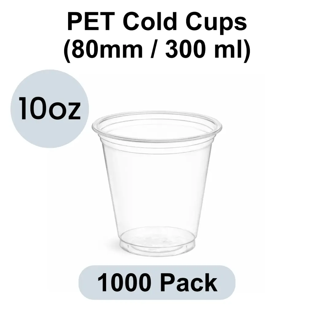 80mm PET Cold Cup 10oz (300ml) Clear 1000pk