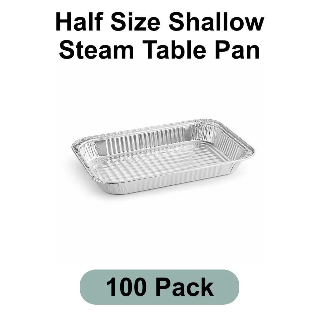 Half Size Shallow Steam Table Pan Aluminum Foil 100pk