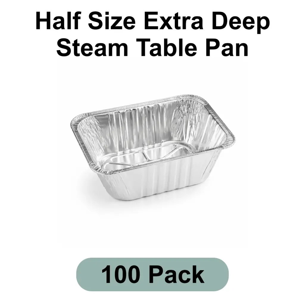 Half Size Extra Deep Steam Table Pan Aluminum Foil 100pk