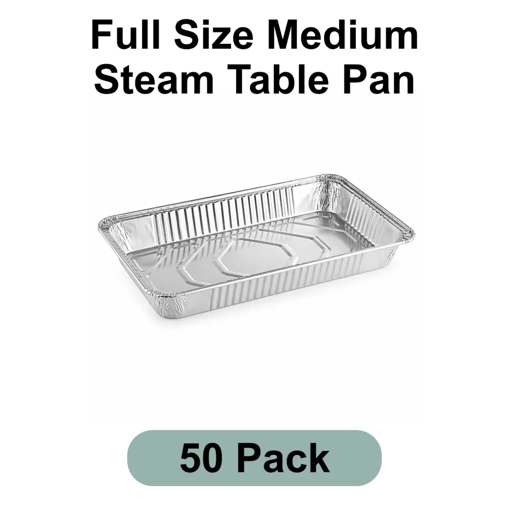 Full Size Medium Steam Table Pan Aluminum Foil 50pk