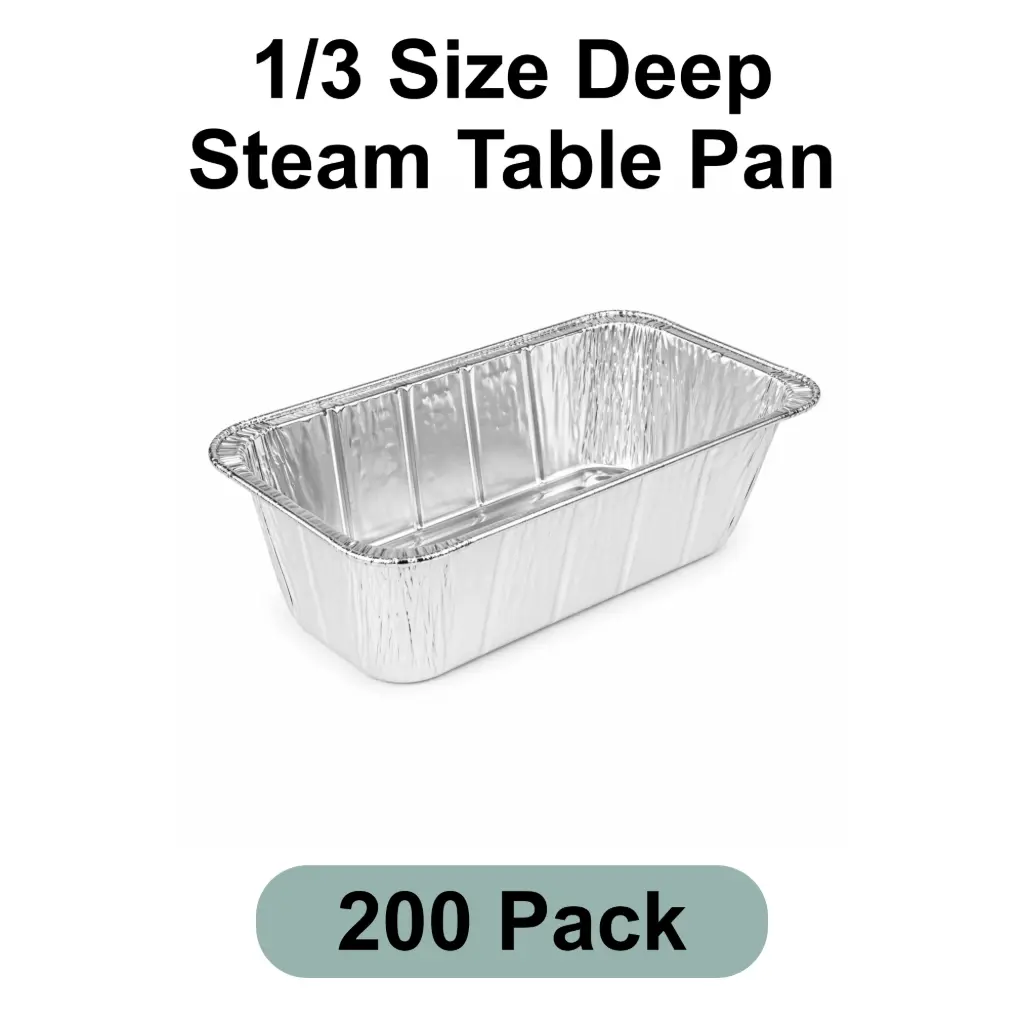 1/3 Size Deep Steam Table Pan Aluminum Foil 200pk