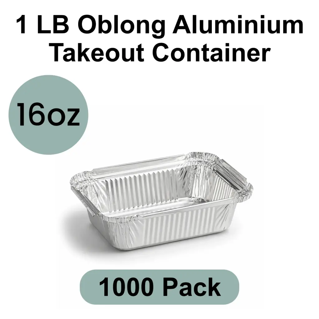 1 LB 16oz Oblong Aluminum Takeout Container 1000pk