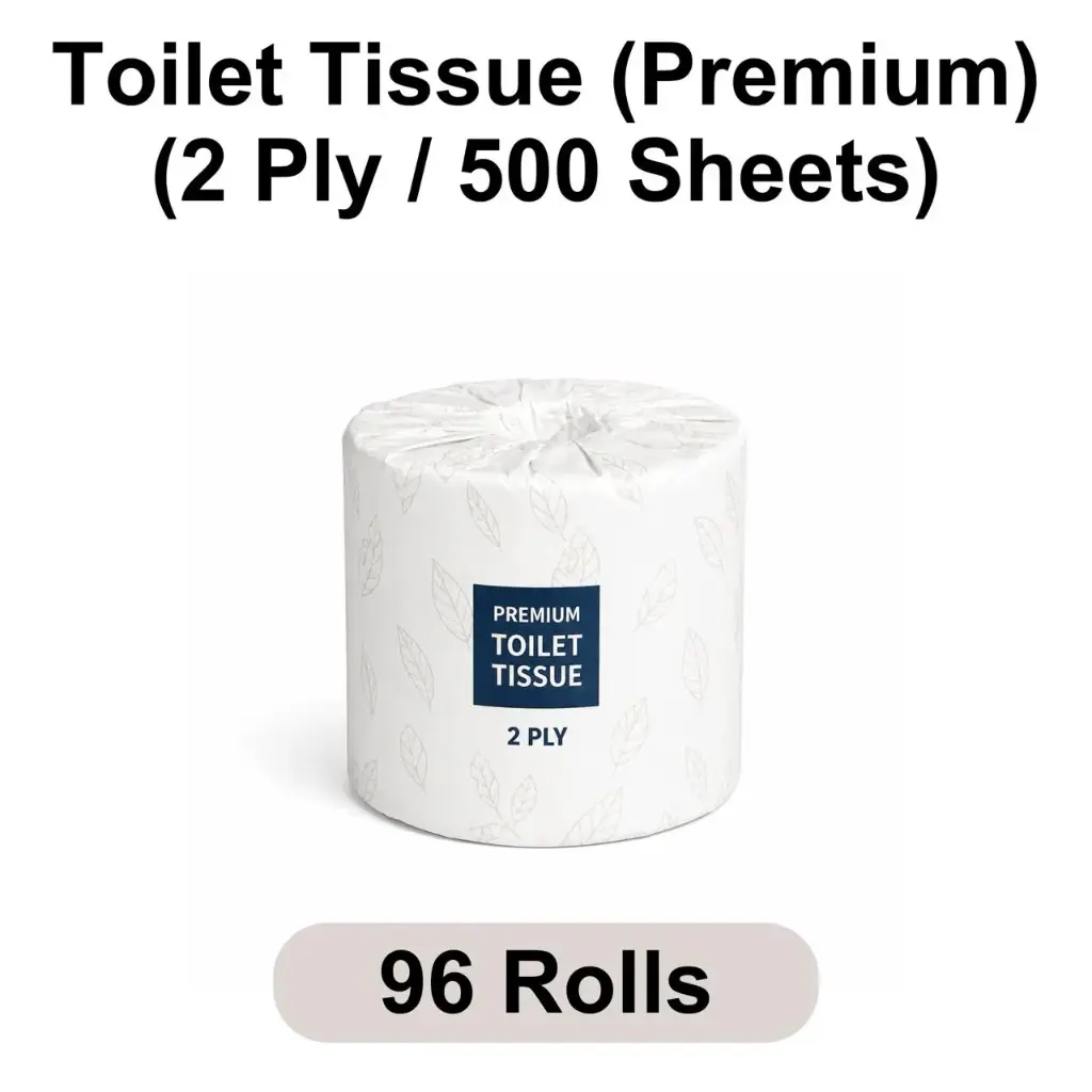 [BG-94-WH] Toilet Tissue (Premium) [96 rolls] Virgin Paper 500 Sheets Per Roll 2 ply 3.94" x 3.5" Individually Wrapped