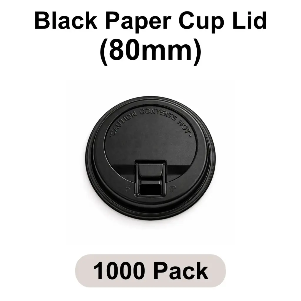 [LI-80-BK] 80 MM Lockable Sipper Lids (Black) [1000 pack] HIPS for 8 Oz Paper Cups